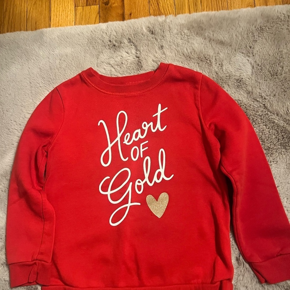 Cat & Jack Red Sweatshirt with Gold Heart